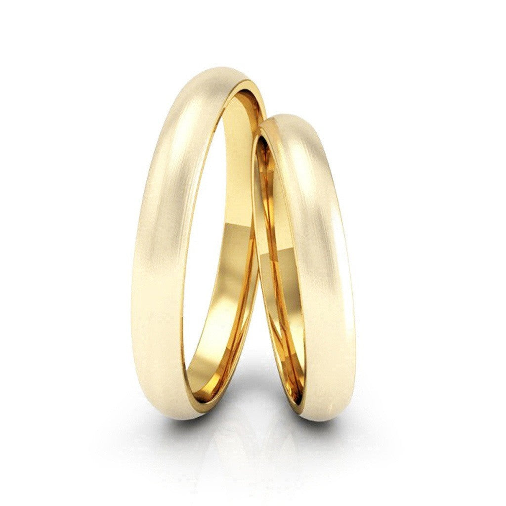 Aliança Casamento Linha Classic Ouro 3mm Abaulada Fosca
