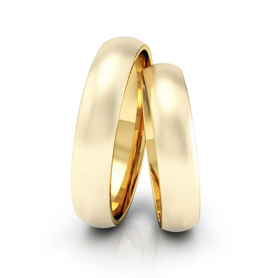 Alianças Casamento Linha Classic Ouro 18 4mm Abaulada Fosca