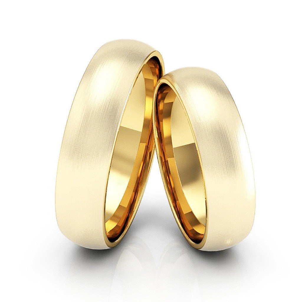 Alianças Casamento Linha Classic Ouro 4mm Abaulada Fosca Pesada
