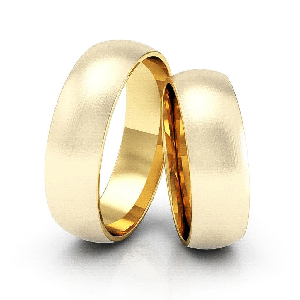 Alianças Casamento Linha Classic Ouro 5mm Abaulada Fosca