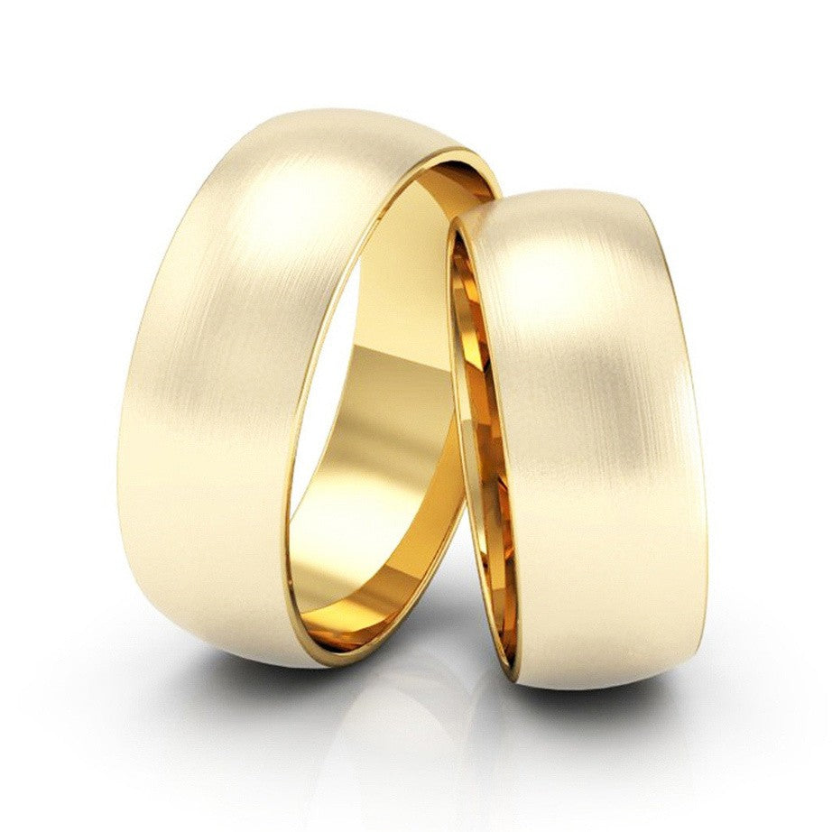 Alianças Casamento Linha Classic Ouro 6mm Abaulada Fosca