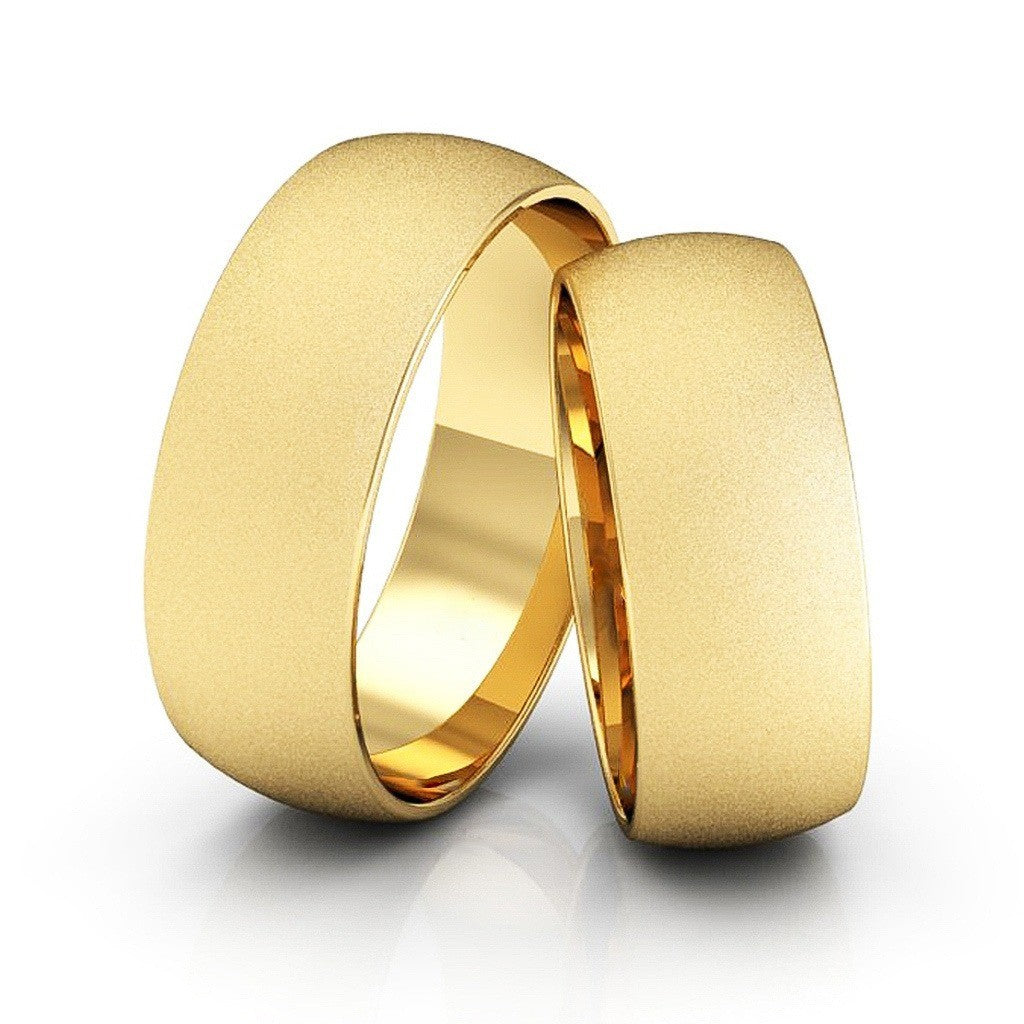 Alianças Casamento Linha Classic Ouro 6mm Abaulada Diamantada
