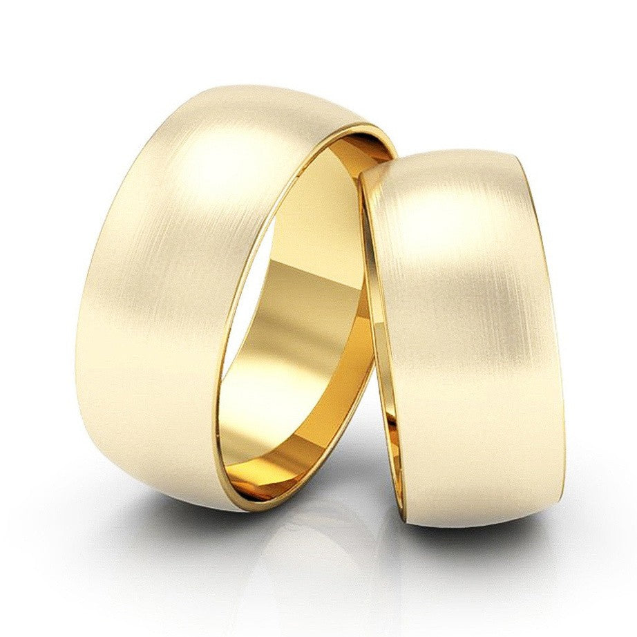 Alianças Casamento Linha Classic Ouro 8mm Abaulada Fosca