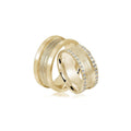 Alianças Casamento Linha Classic Ouro 8mm Côncavo Diamantada com Zircônias