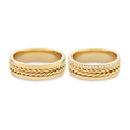 Alianças Casamento Linha Classic Ouro 8mm Reta Trançada com Zircônias